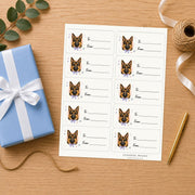 German Shepherd Paws & Bows Gift Tag Sticker Sheet