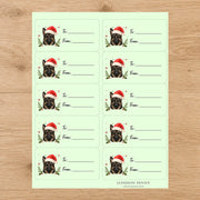 German Shepherd Santa Paws Gift Tag Sticker Sheet