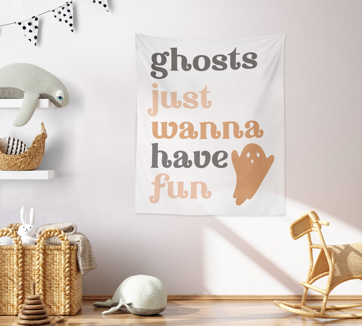 Ghosts Just Wanna Have Fun Tapestry, Wall Decor, Banner, Halloween Banner, Boo Banner, Halloween Decor