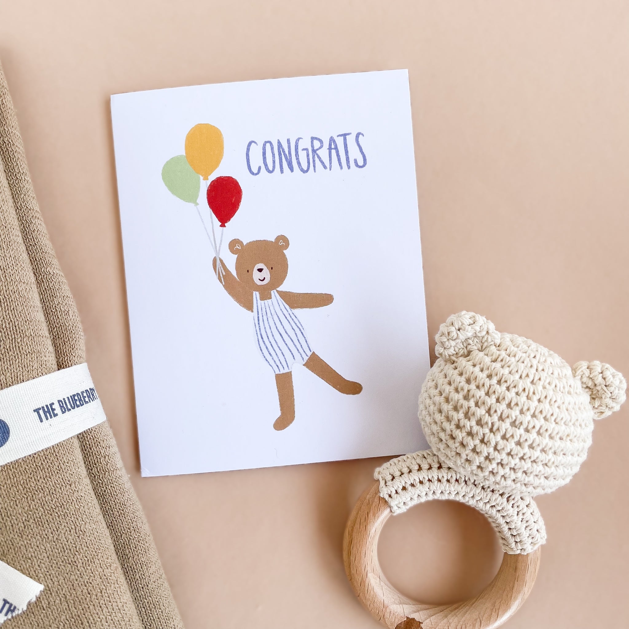 Congrats Balloon Bear Greeting Card