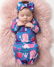 Girl Dino Baby Gown