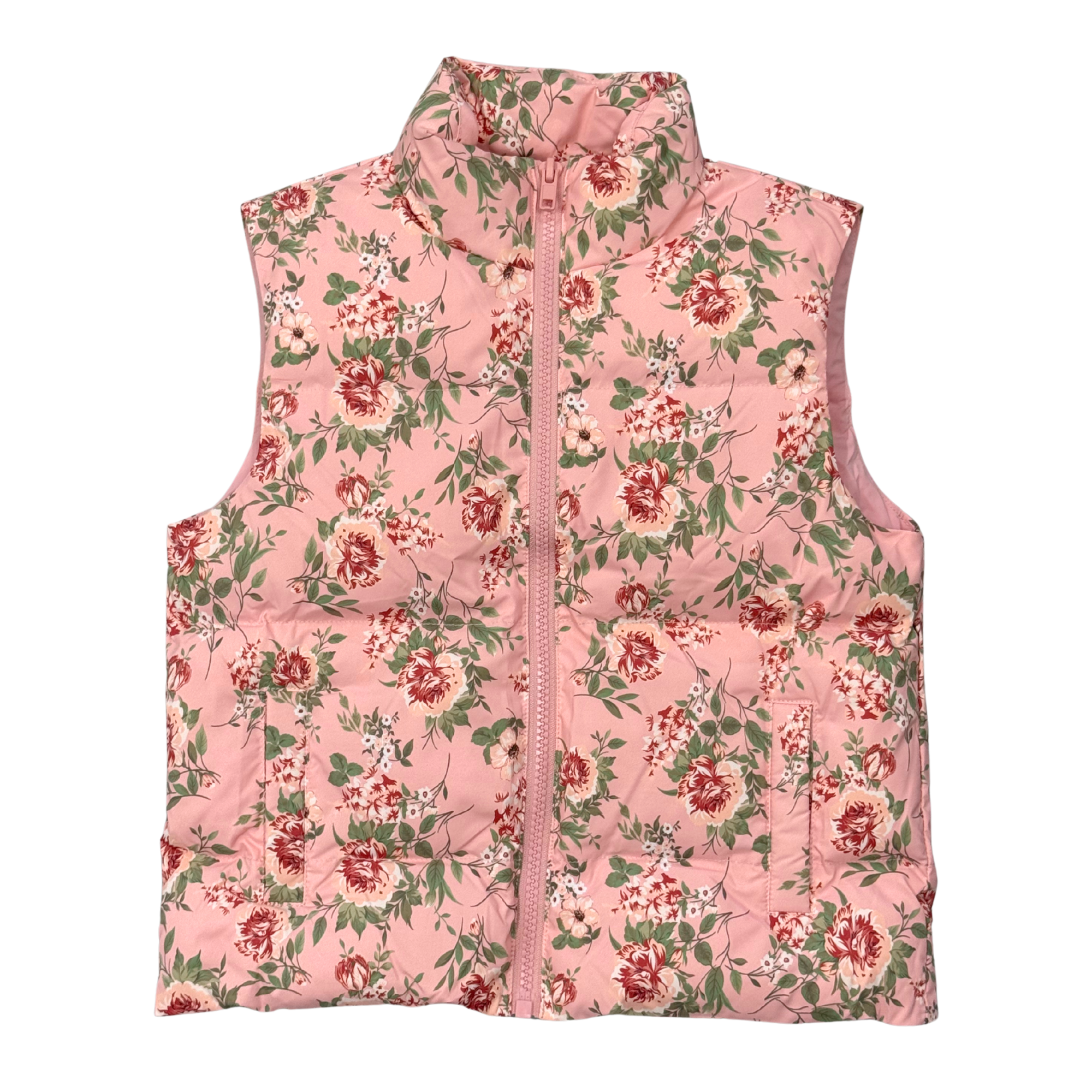 Girls Boho Puffer Vest In Maelle Beauty Roses
