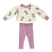 Girls Bubble Sleeve Sweatshirt Set In Lilac Tulip