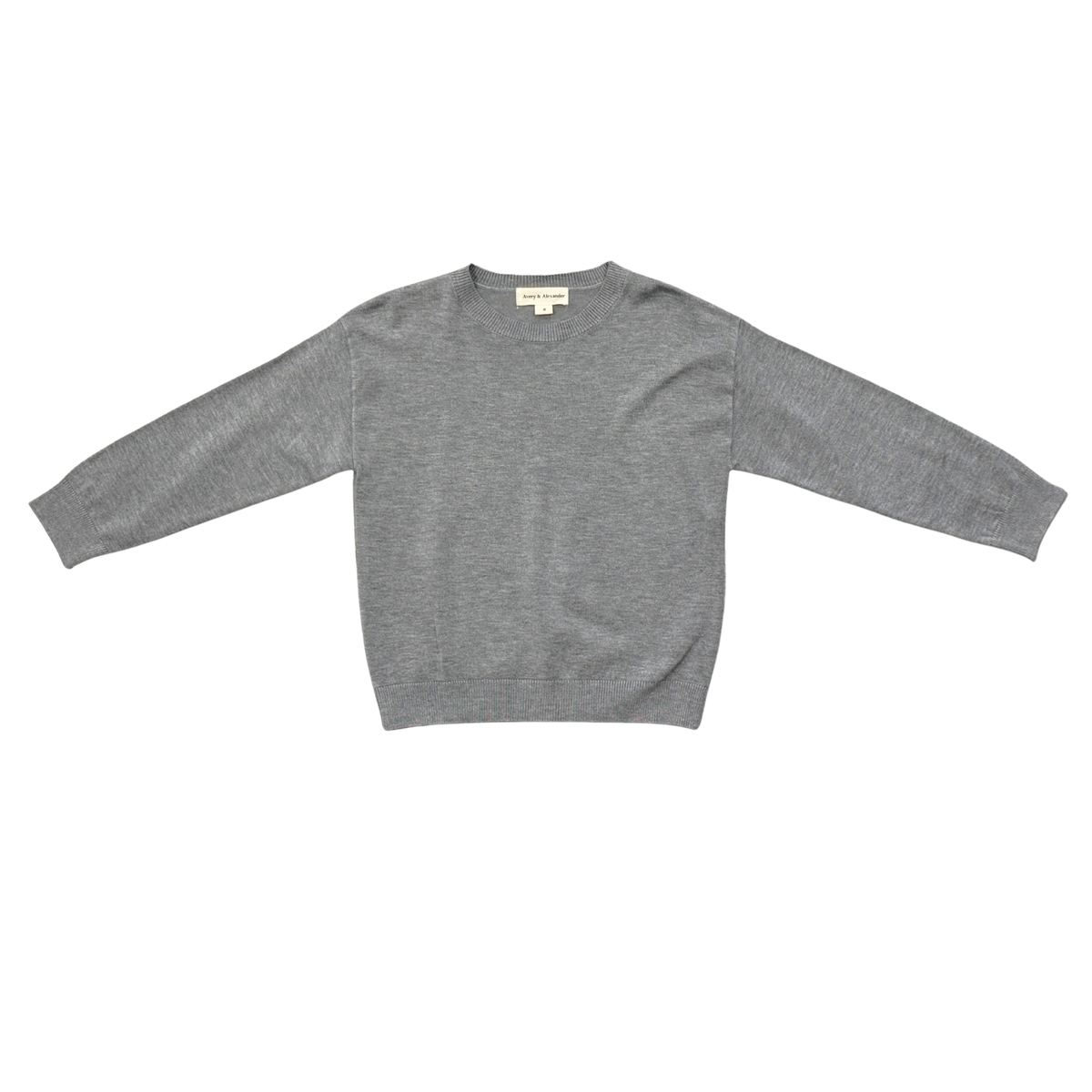 Girls Crew Neck Sweater In Mid-heather Gray