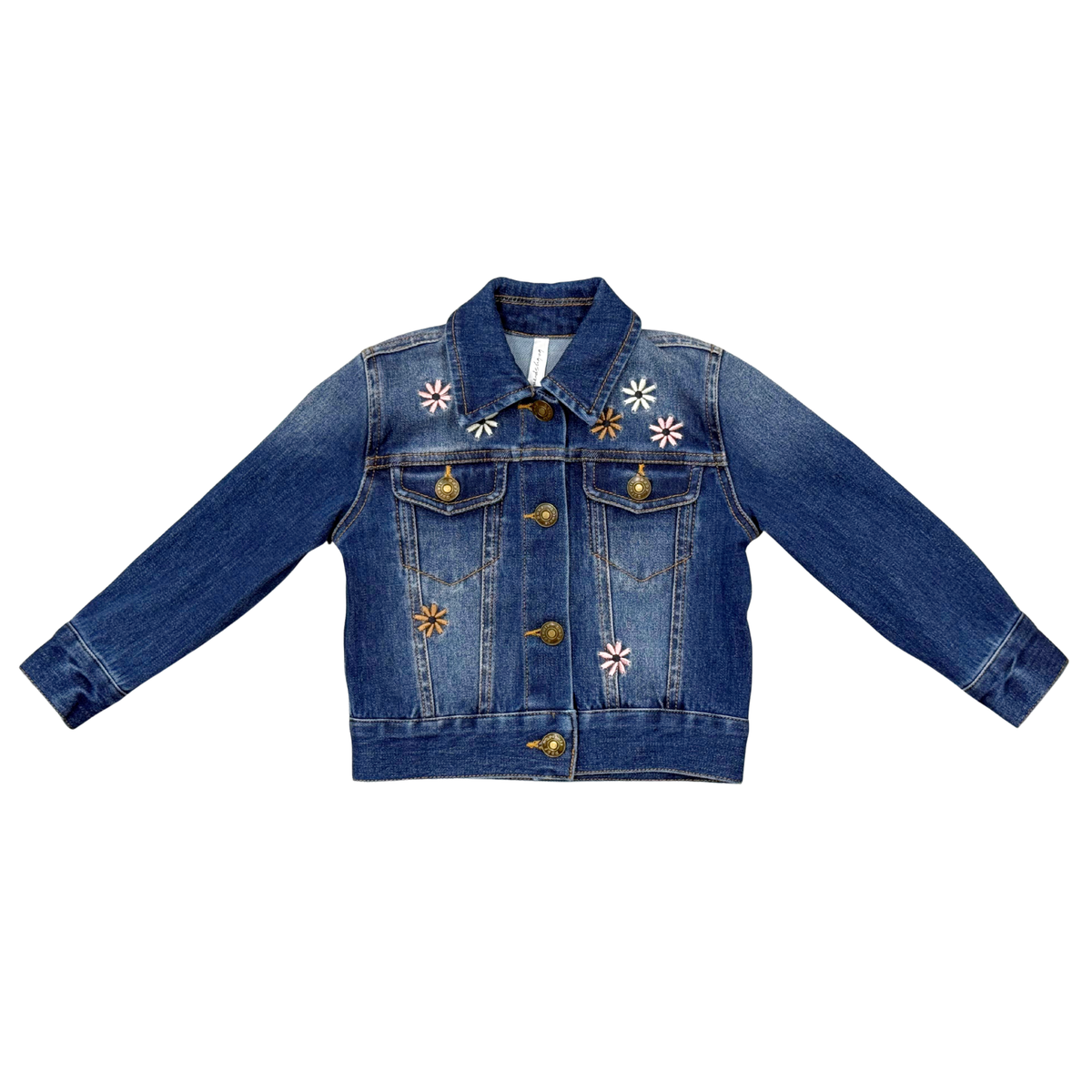 Girls Denim Jacket In Dark Blue Wash