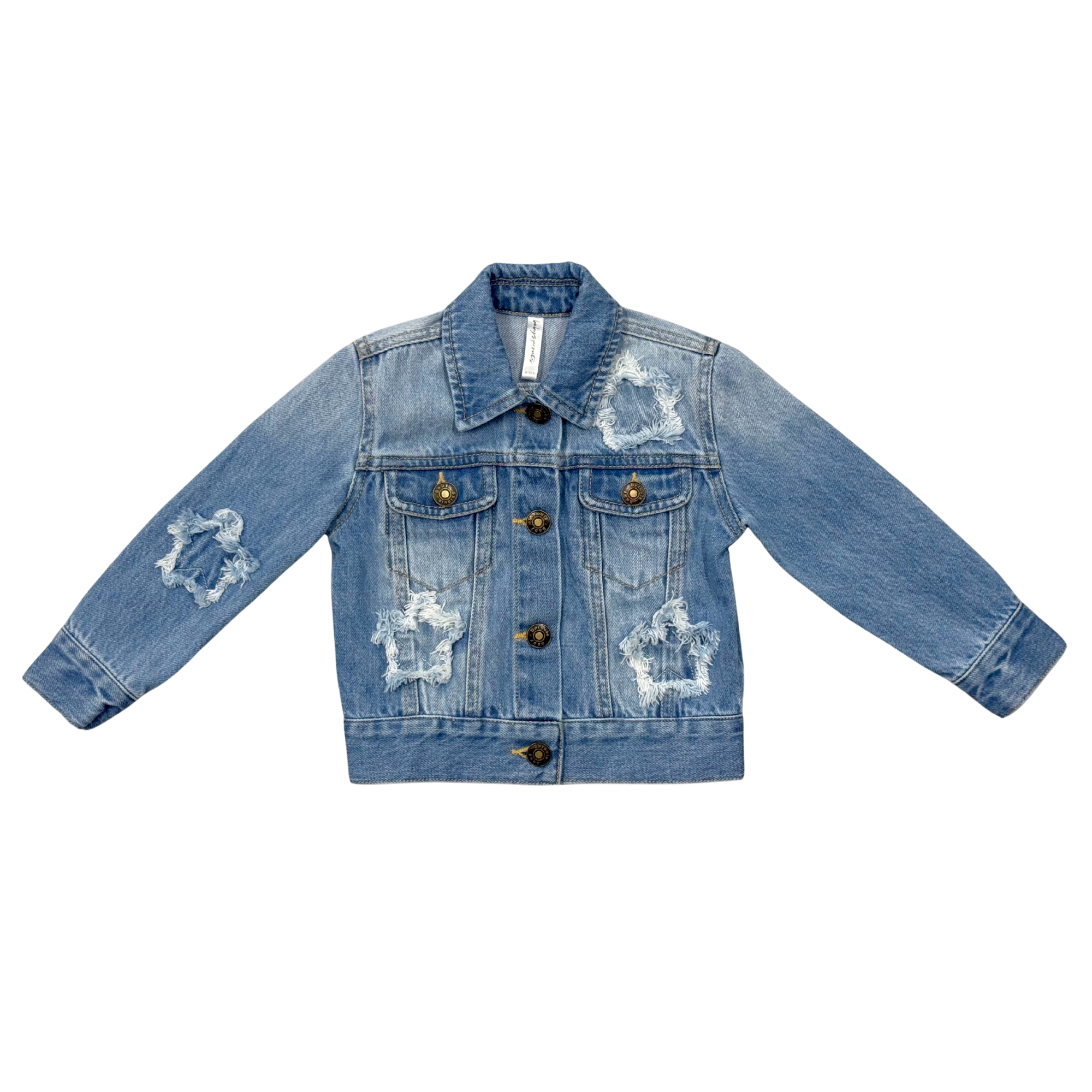 Girls Denim Jacket In Mid Blue Wash