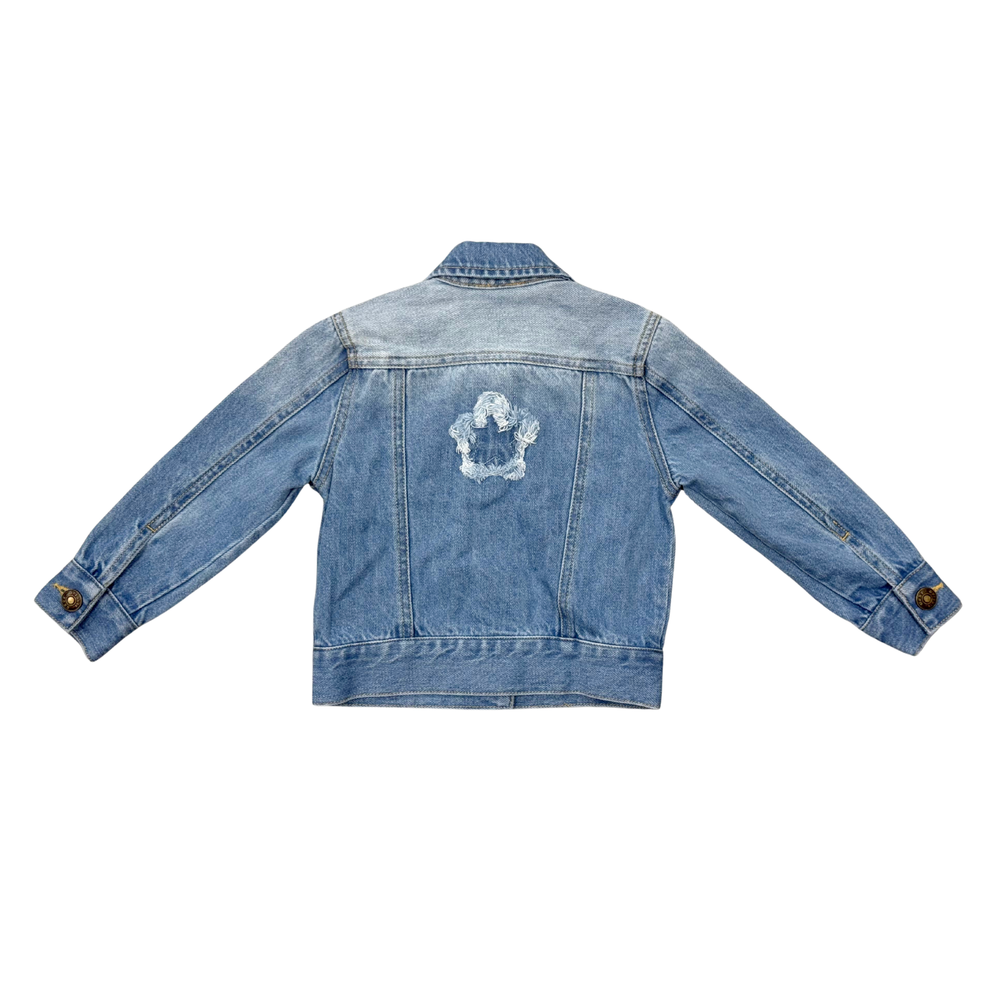 Girls Denim Jacket In Mid Blue Wash