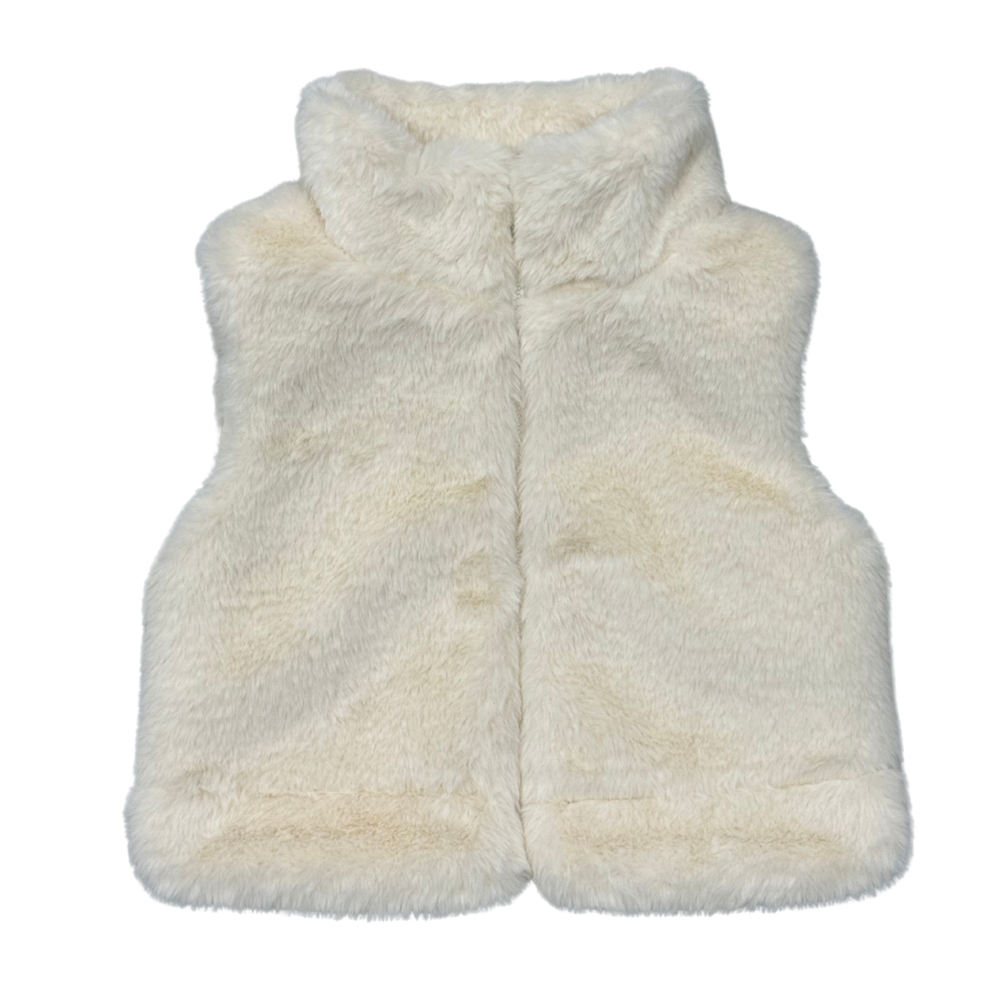 Girls Fur Vest In Cream