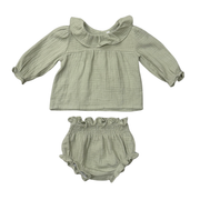 Baby Girl Gauze Blouse Set In Sage