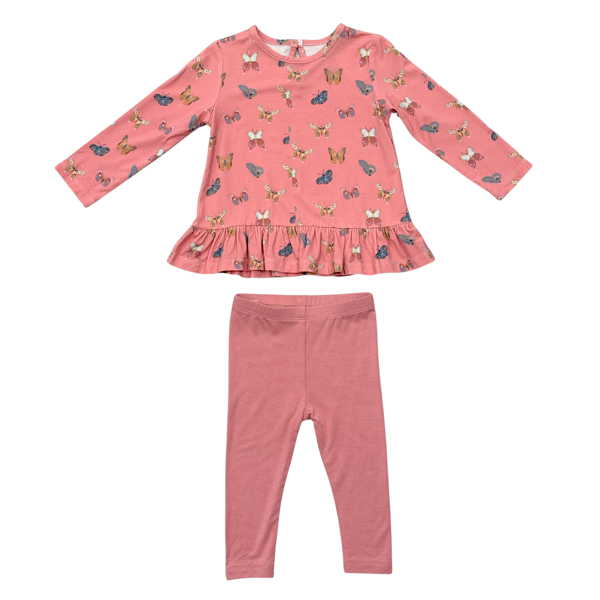 Girls Long Sleeve Peplum Set In Butterfly Bloom