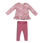 Girls Long Sleeve Peplum Set In Mini Lilac Cluster