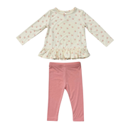 Girls Long Sleeve Peplum Set In Twinkle Flower