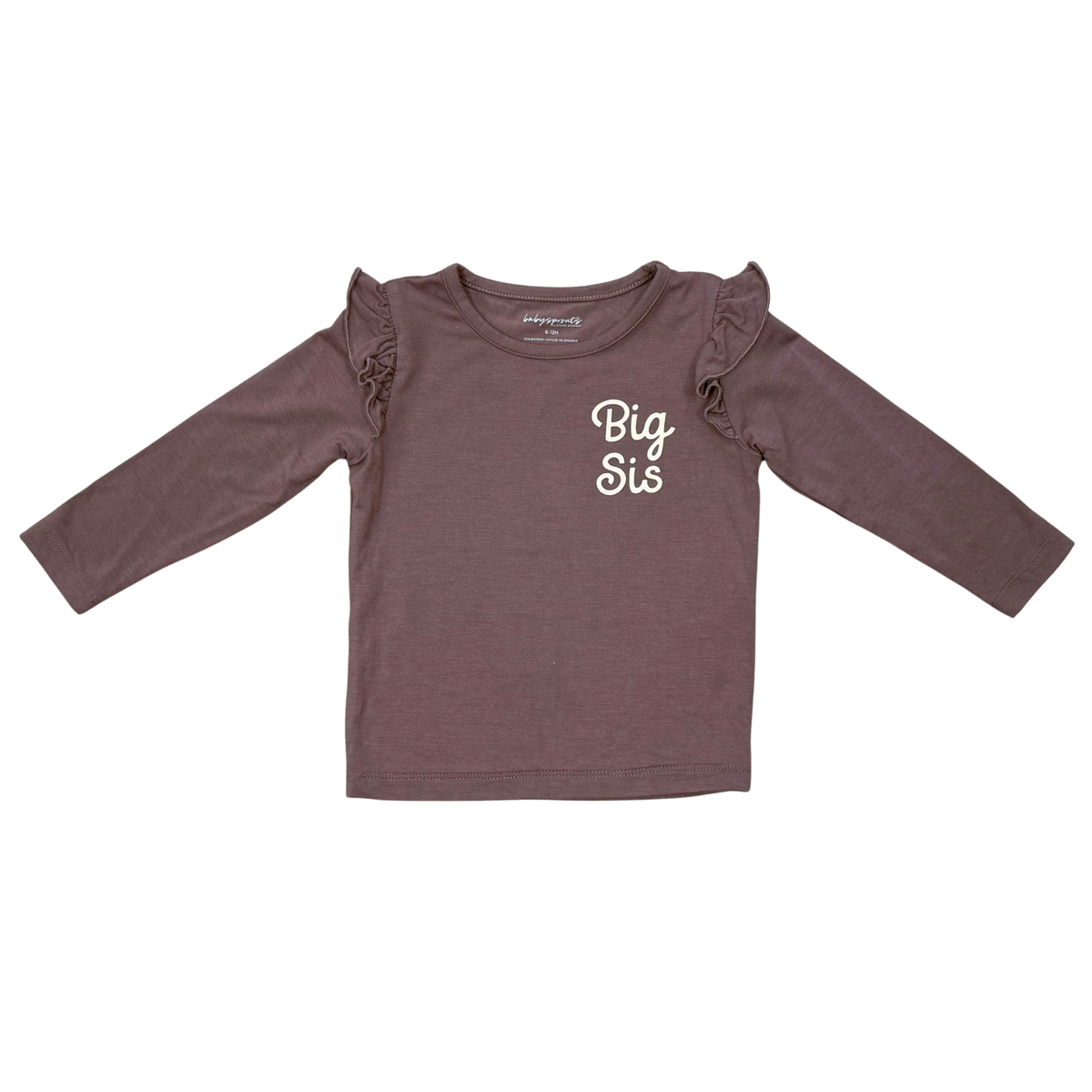 Girls Long Sleeve Ruffle Top In Big Sis In Plum