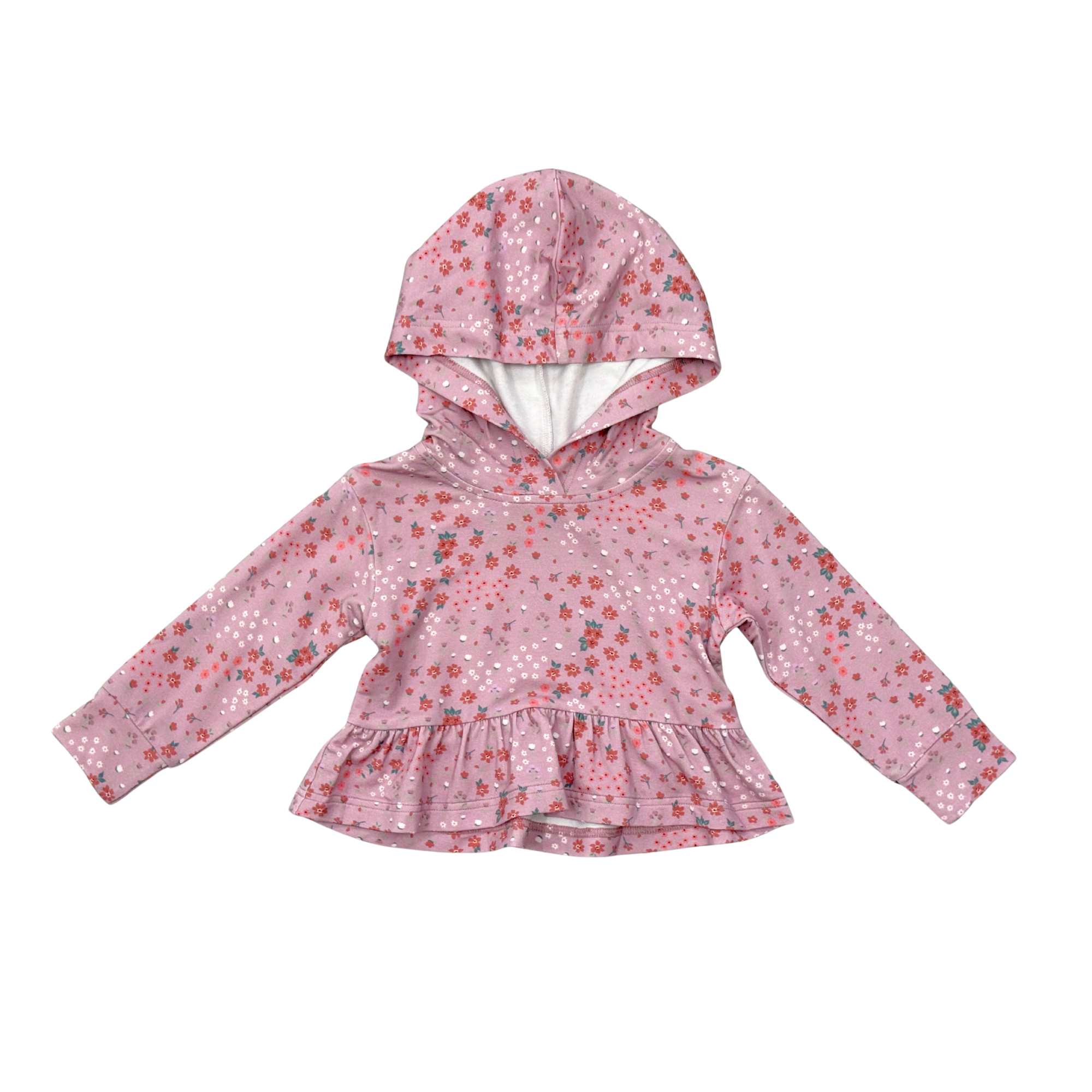 Girls Peplum Hoodie In Mini Lilac Cluster