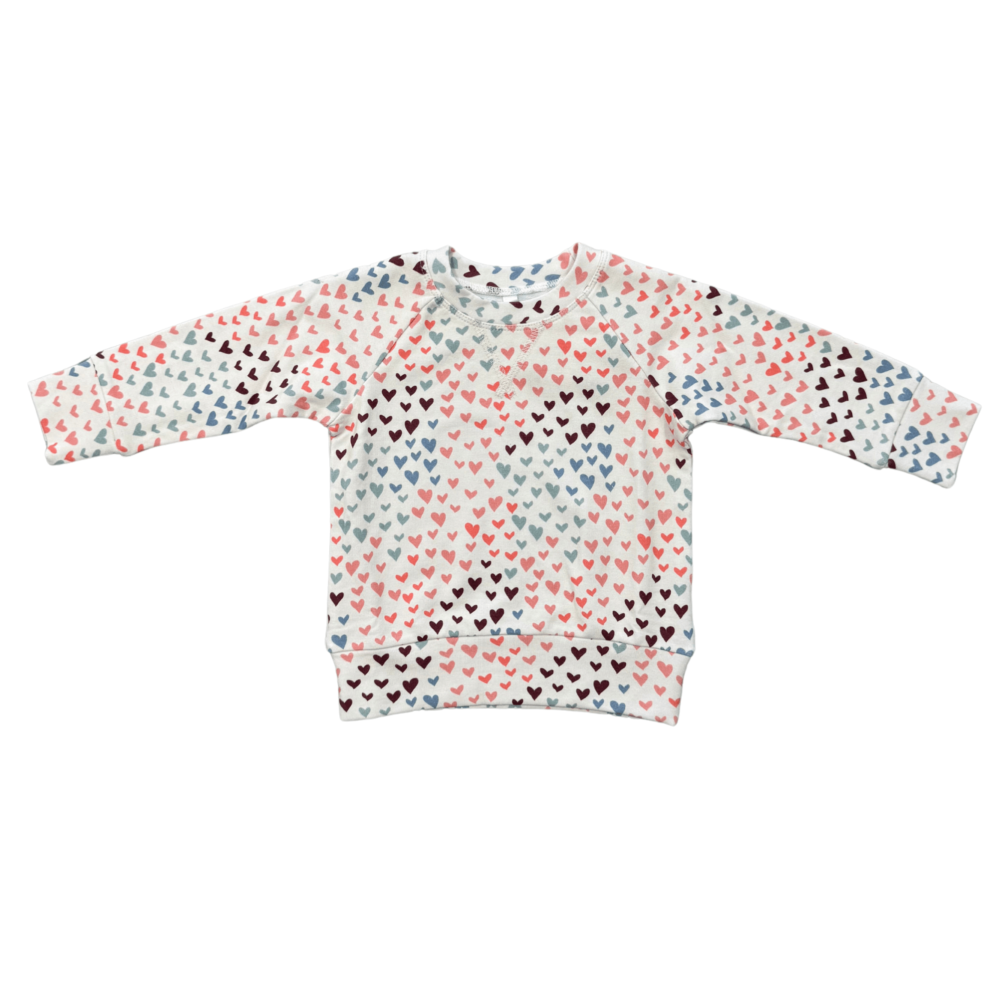 Girls Raglan Sweatshirt In Rainbow Hearts