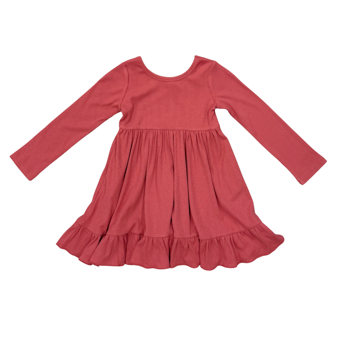 Girls Ribbed Ballet Dress In Dusty Cedar