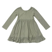 Girls Ribbed Ballet Dress In Evergreen