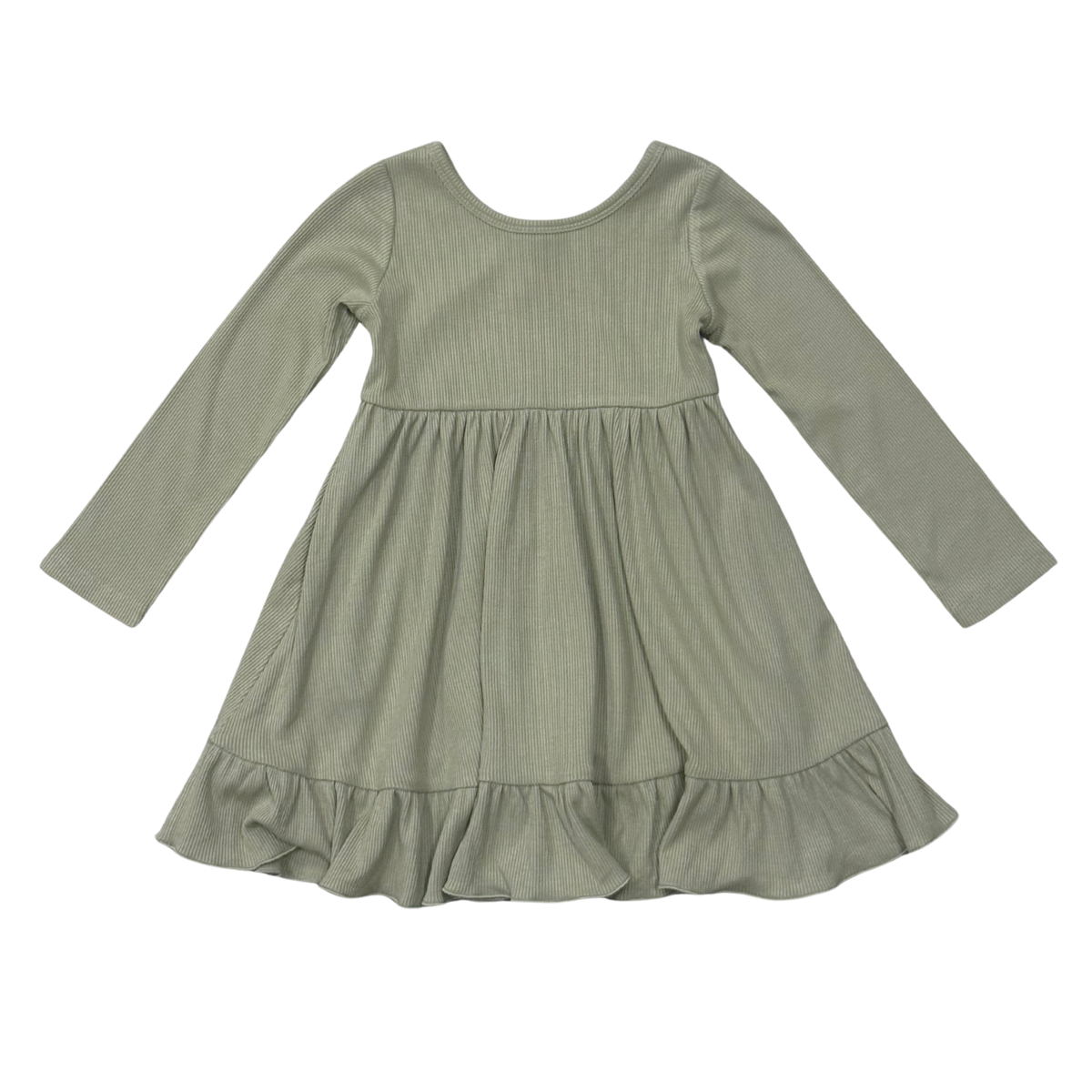 Girls Ribbed Ballet Dress In Evergreen