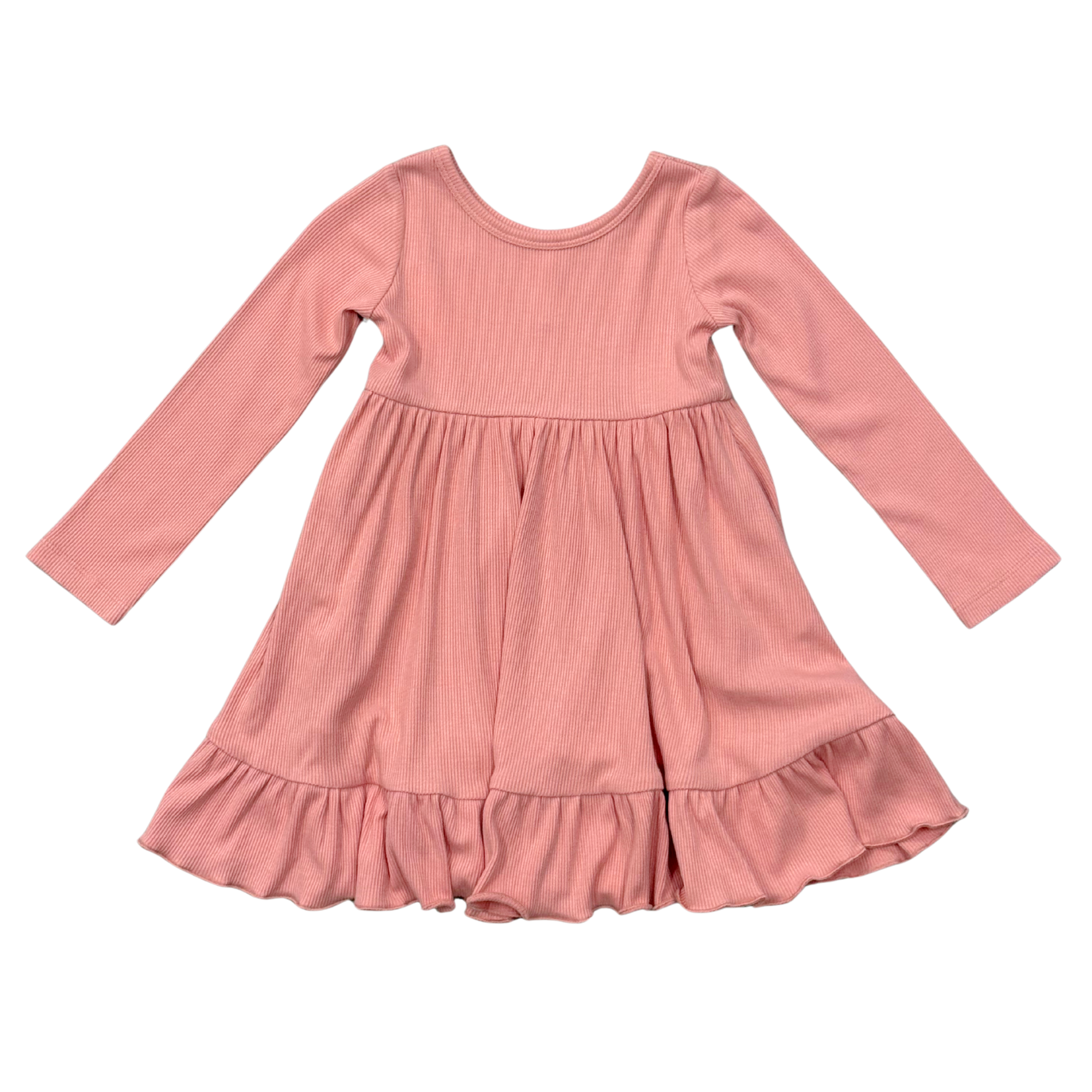 Girls Ribbed Ballet Dress In Mellow Rose