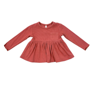 Girls Ribbed Peplum Shirt In Dusty Cedar