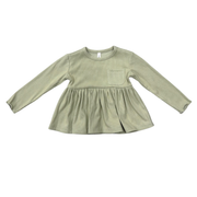Girls Ribbed Peplum Shirt In Sage