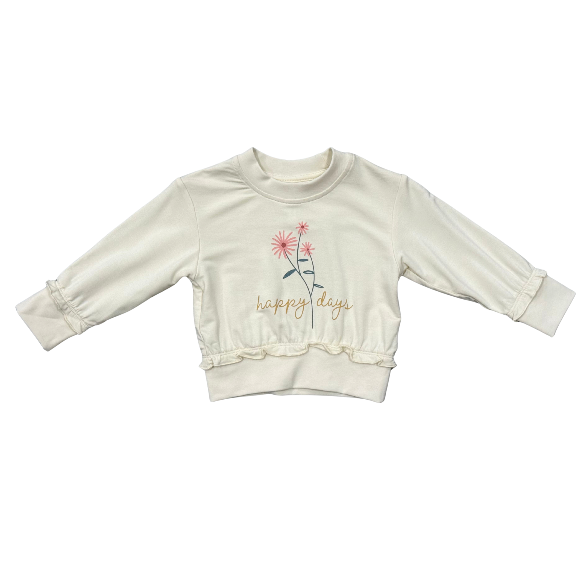 Girls Ruffle Hem Sweatshirt In Happy Days