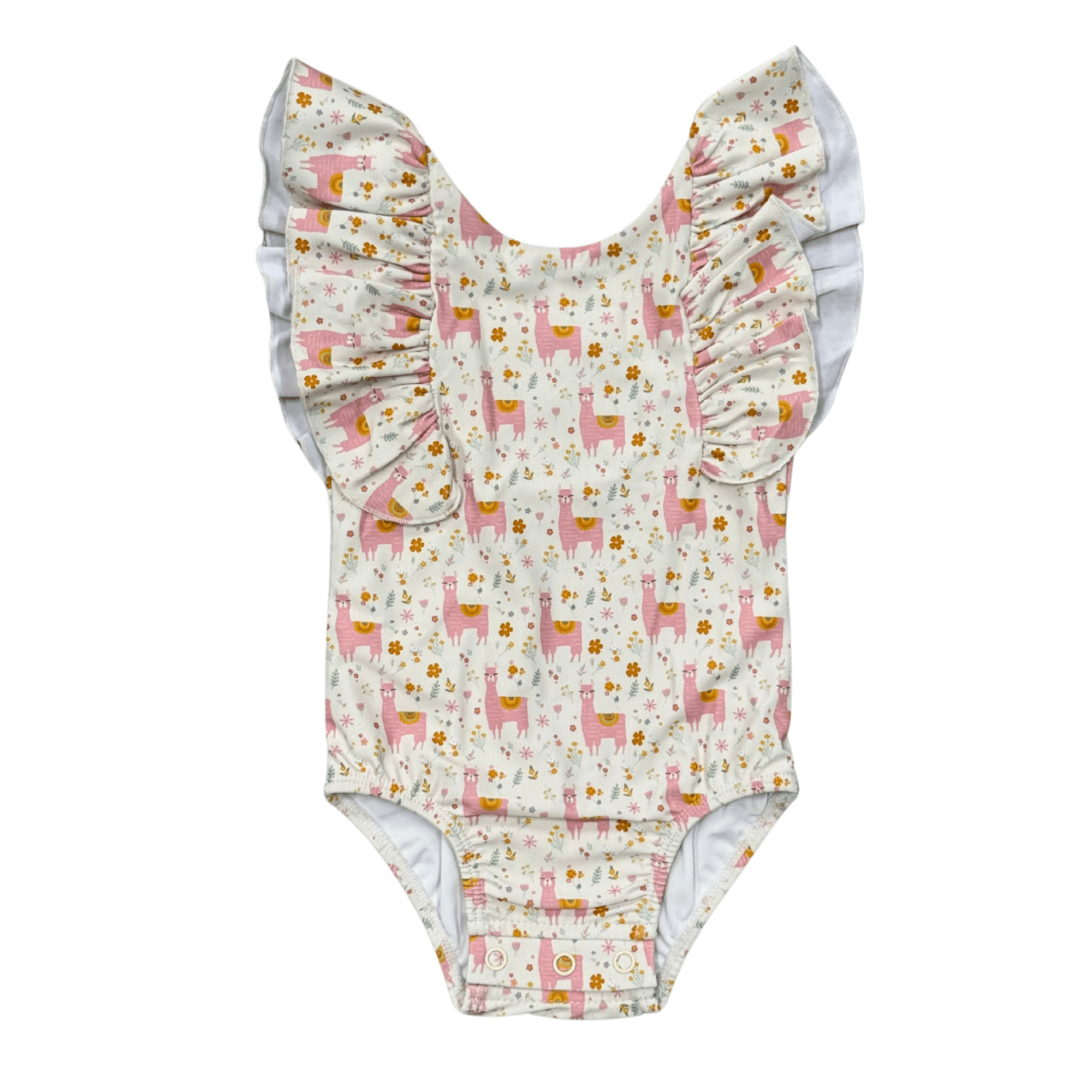 Baby Girl Ruffle Sleeve Cross Back Swimsuit