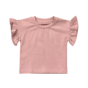 Girls Ruffle Sleeve Top In Spring Mauve