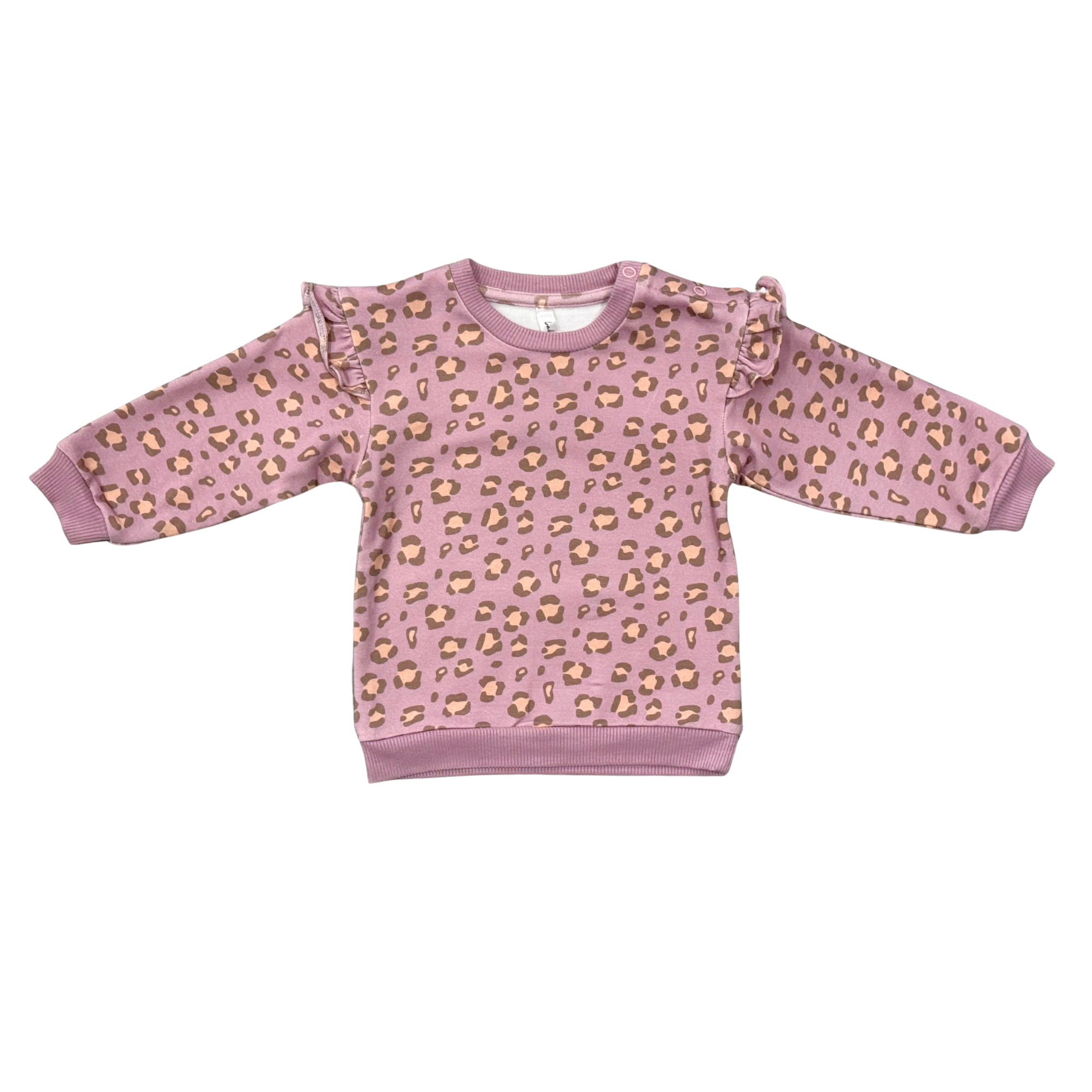 Girls Ruffle Sweatshirt In Cheetah