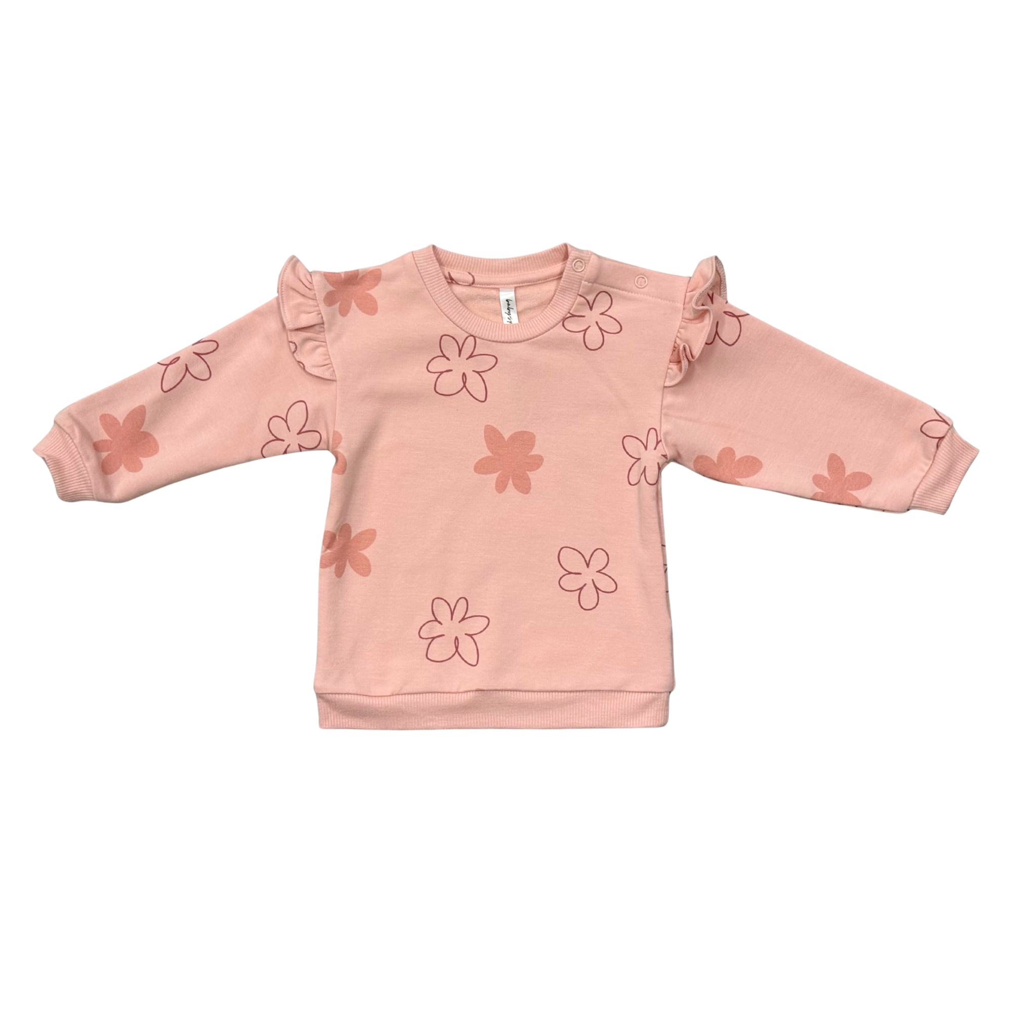 Girls Ruffle Sweatshirt In Daisy Doodle