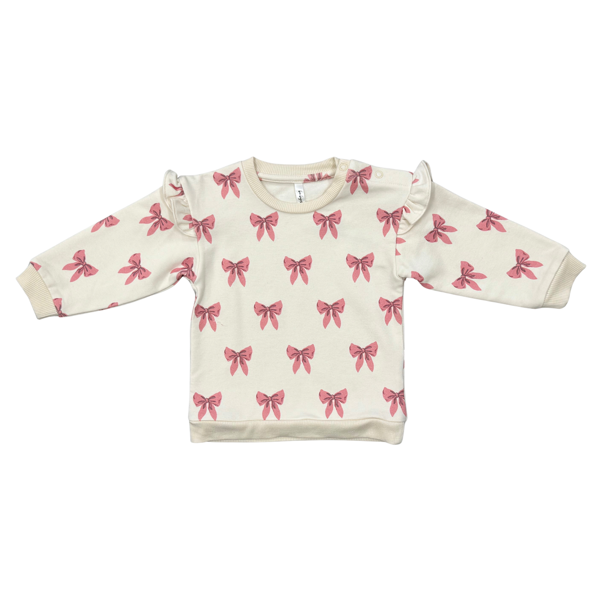 Girls Ruffle Sweatshirt In Rose Elegance Bows