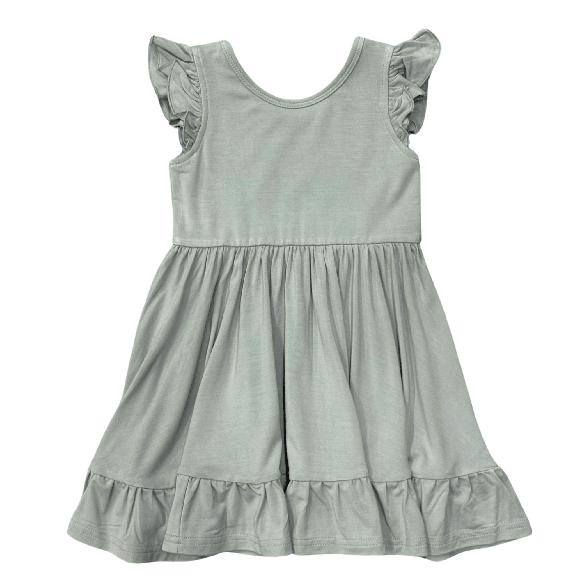 Girls Sleeveless Twirl Dress In Aqua Grey