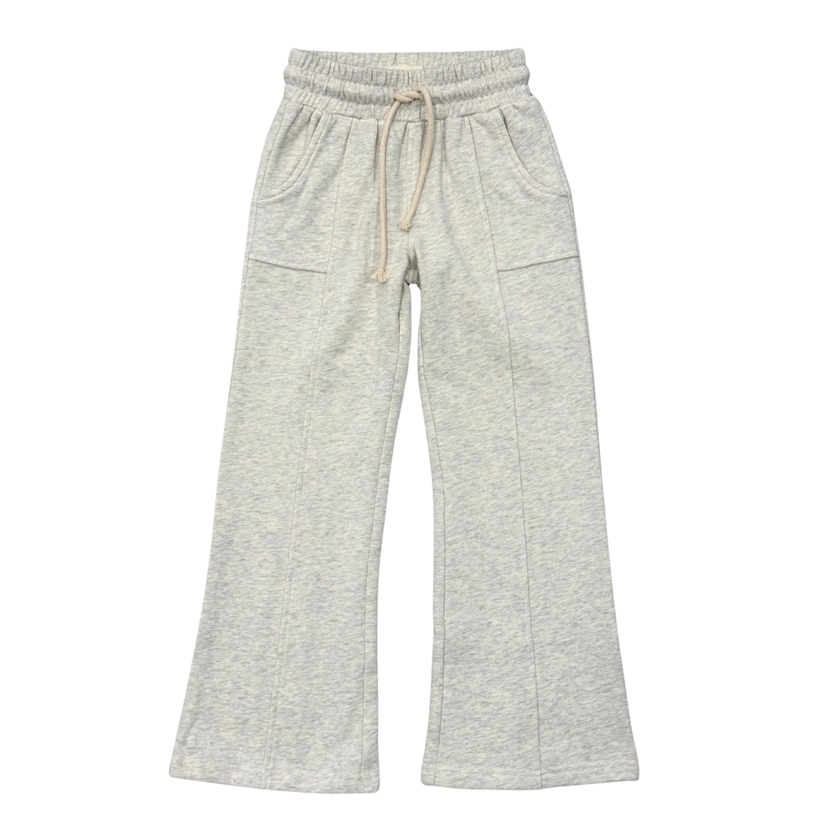 Girls Terry Wide Leg Pants In Heathered Oat