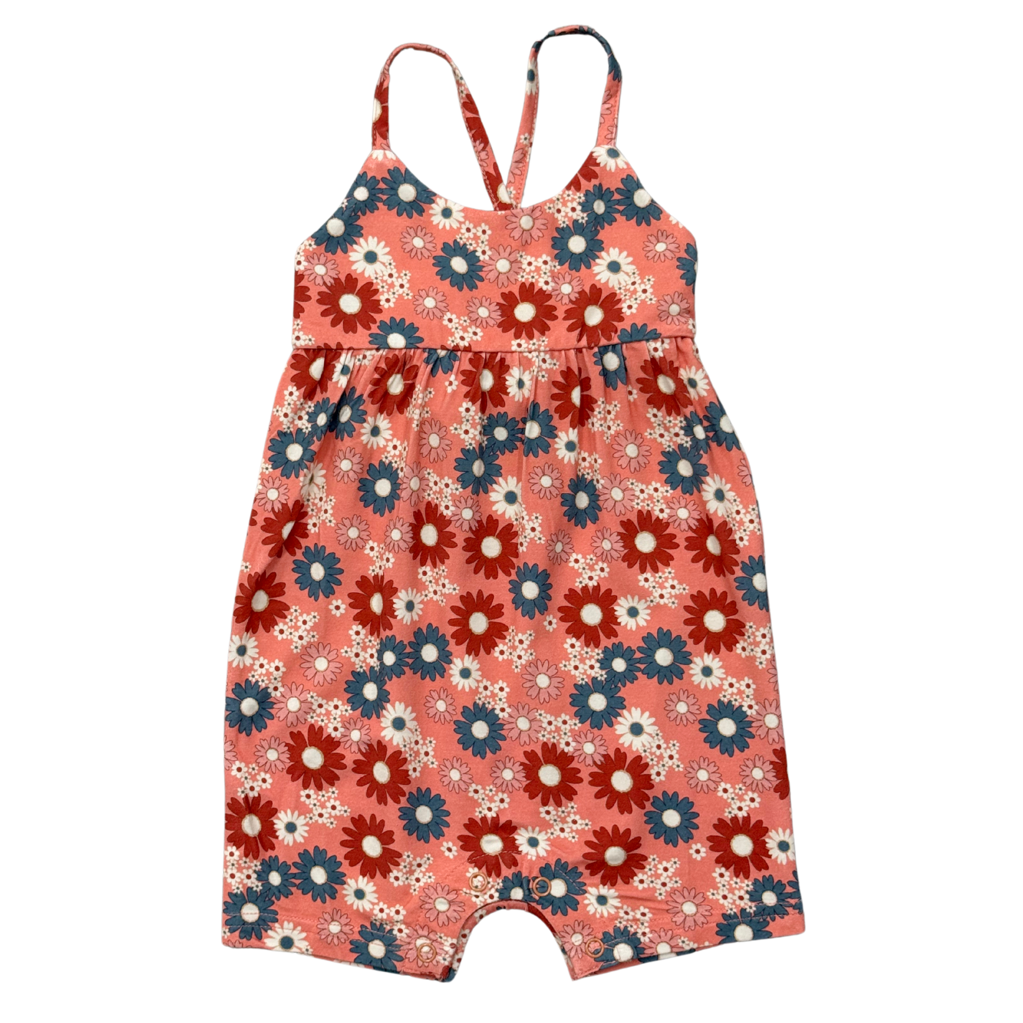 Girls Tie-back Romper In Zoey Daisy