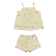 Girls Gauze Tank & Short Set In Embroidery Floral
