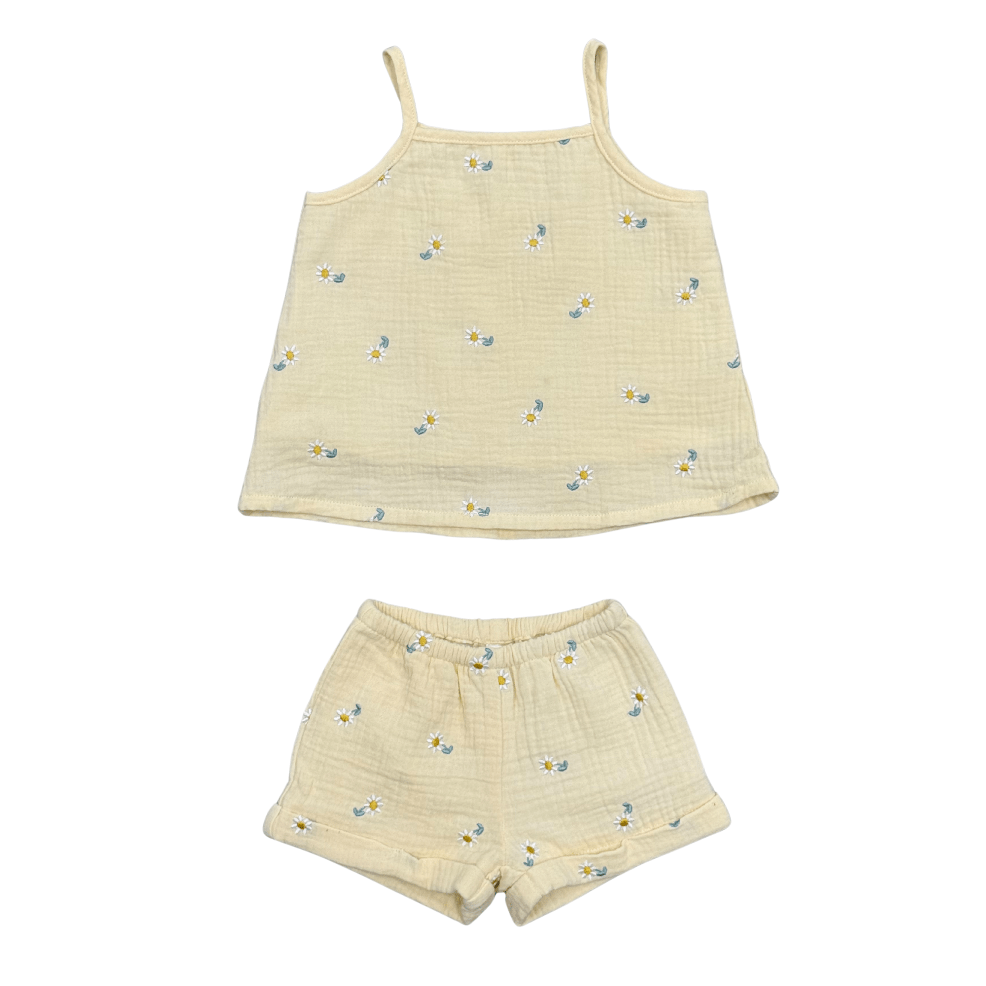 Girls Gauze Tank & Short Set In Embroidery Floral