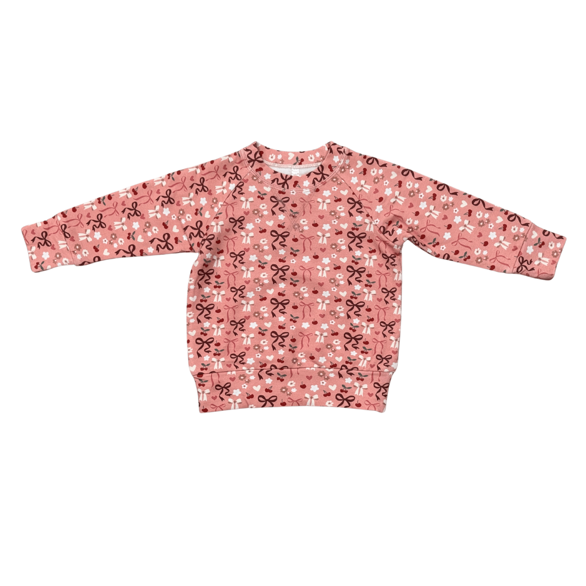 Girls Raglan Sweatshirt In Cherry Hearts