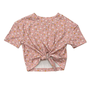 Girls Tie Front Shirt In Mini Daisy