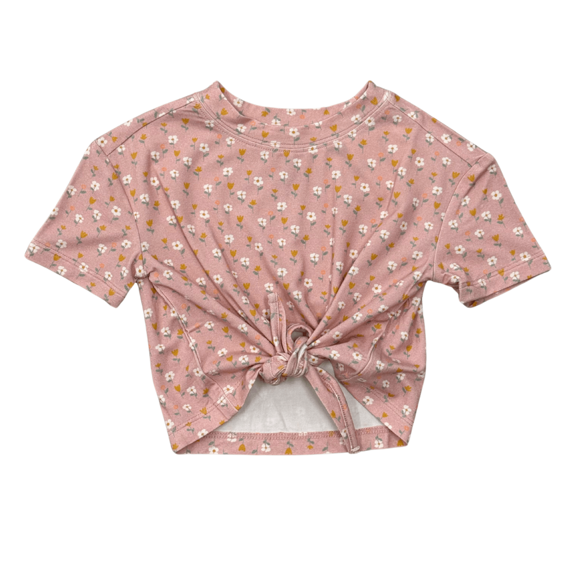 Girls Tie Front Shirt In Mini Daisy