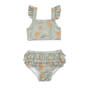 Girls Two-piece Ruffle Swimsuit In Sketched Daisy