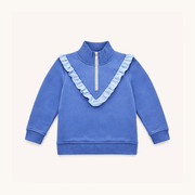 Girls' Half Zip In Blue/light Blue