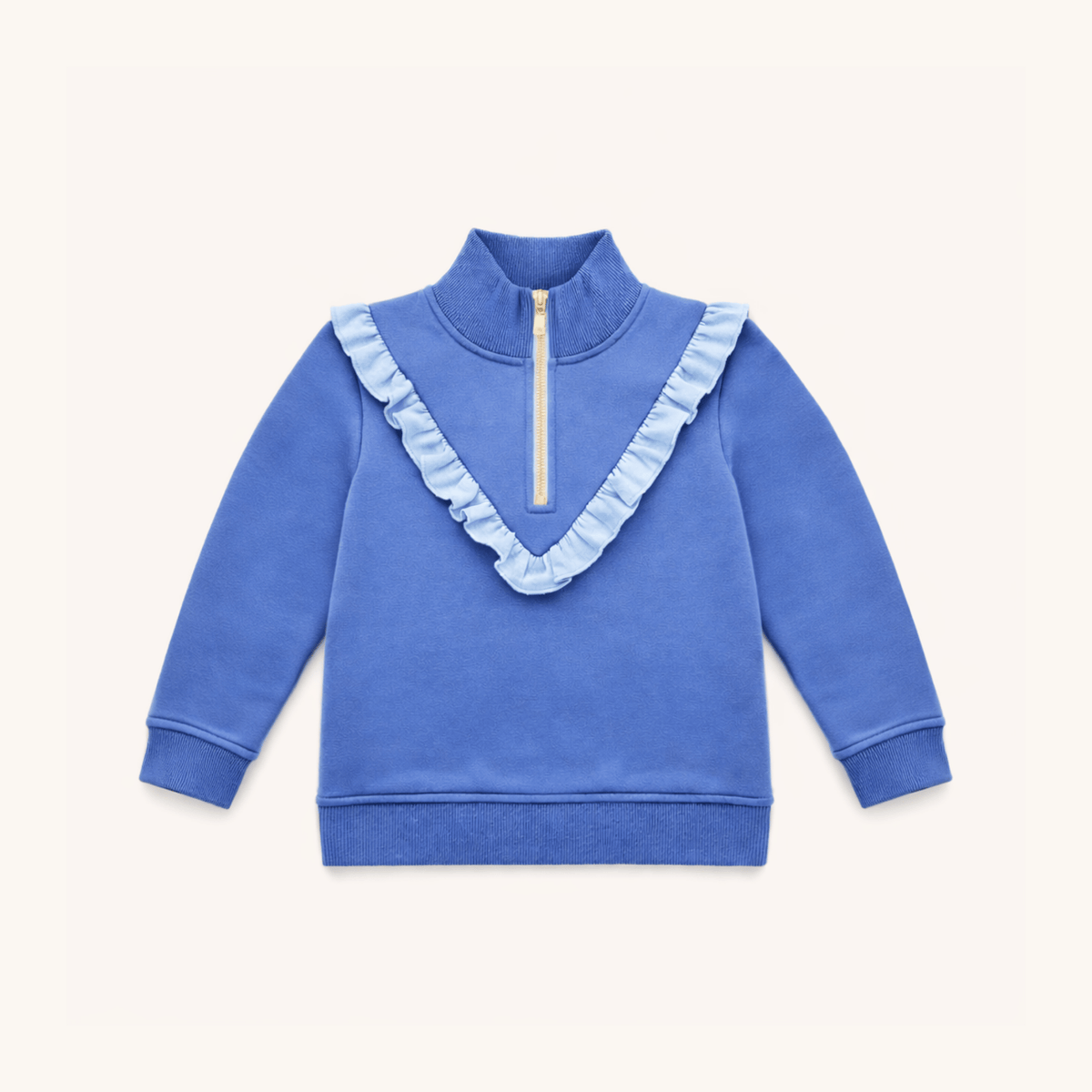 Girls' Half Zip In Blue/light Blue