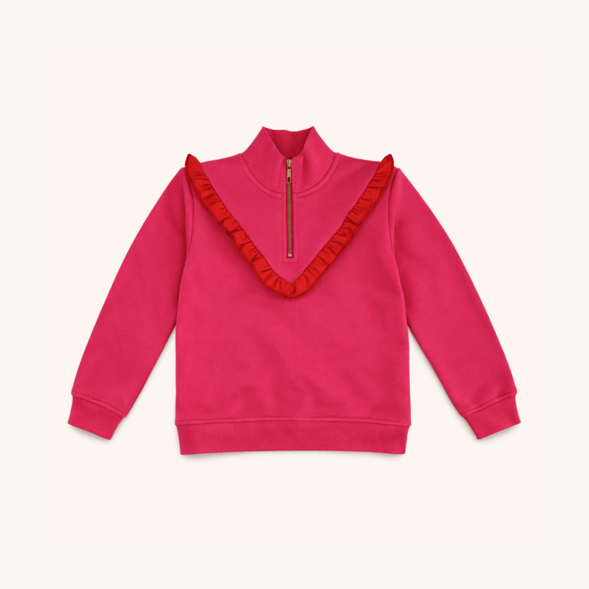 Girls' Half Zip In Pink/red