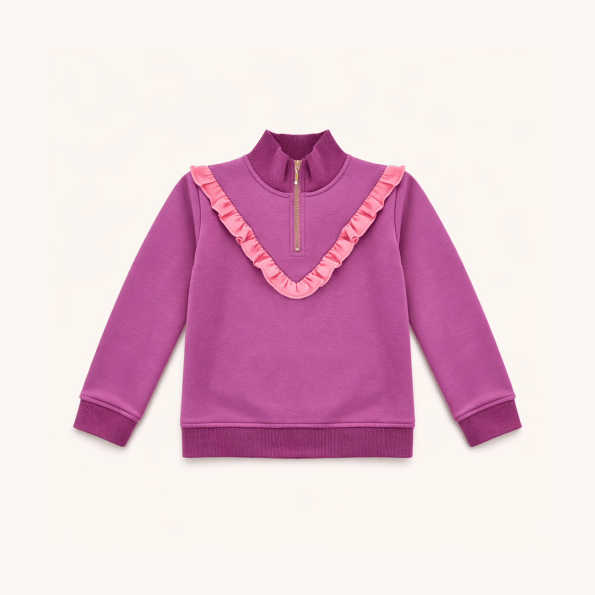 Girls' Half Zip In Purple/pink