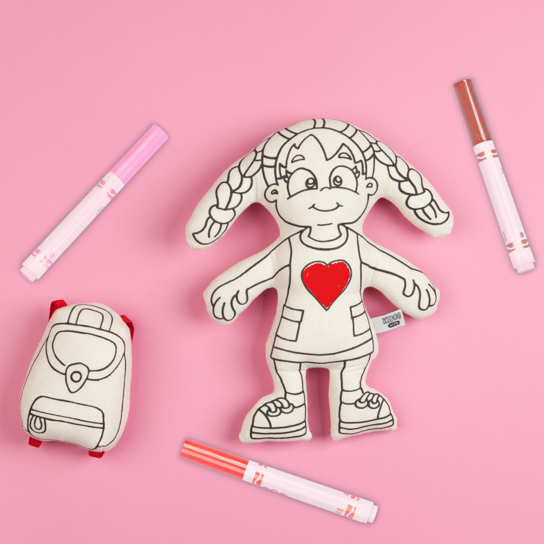Kiboo Kids: Girl With Braids - Colorable And Washable Doll For Creative Play
