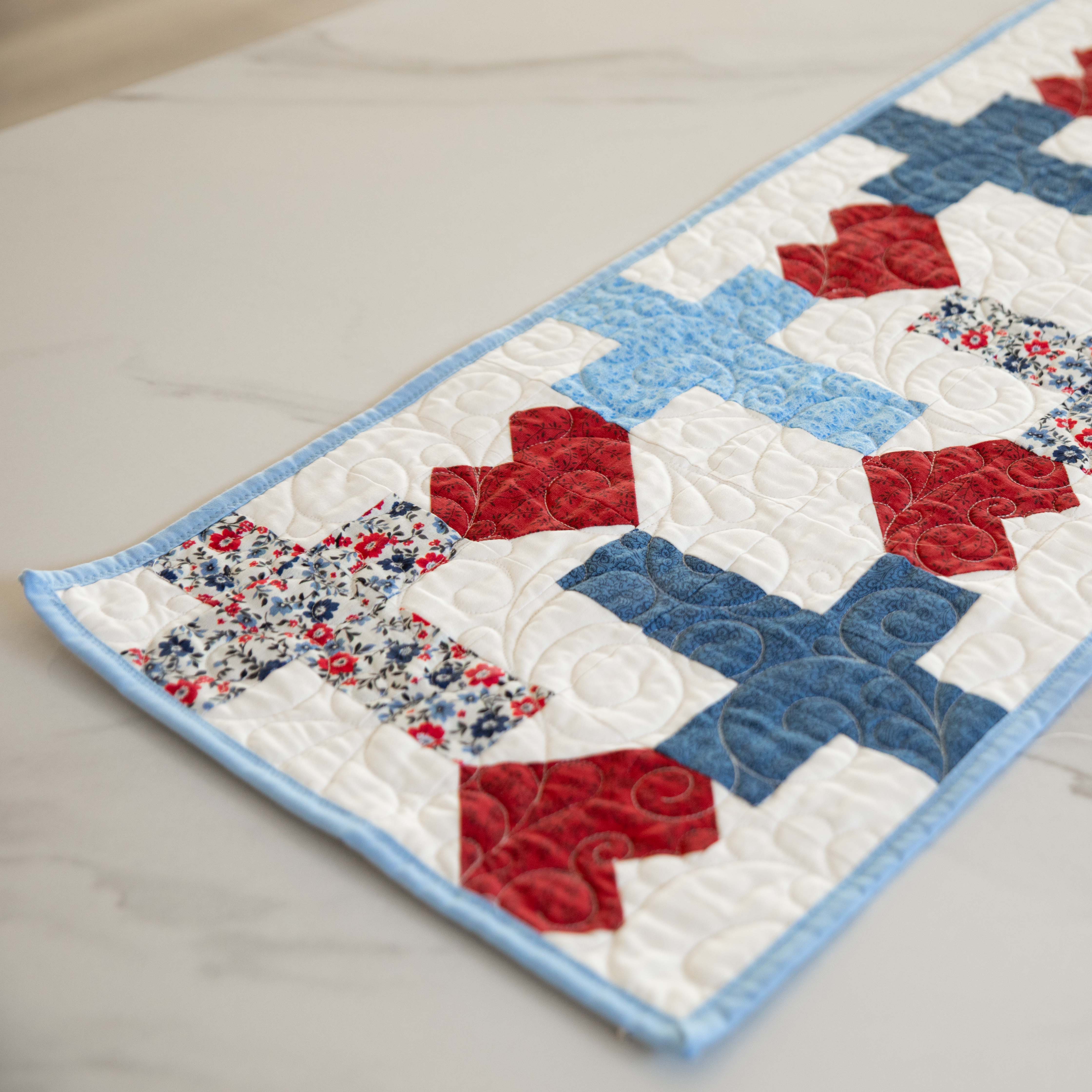 God Bless America Crosses And Hearts Quilted Table Runner Kit