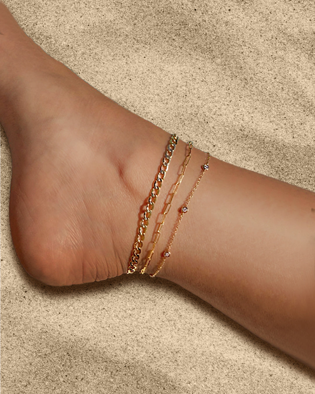 14k Diamond By The Yard Anklet