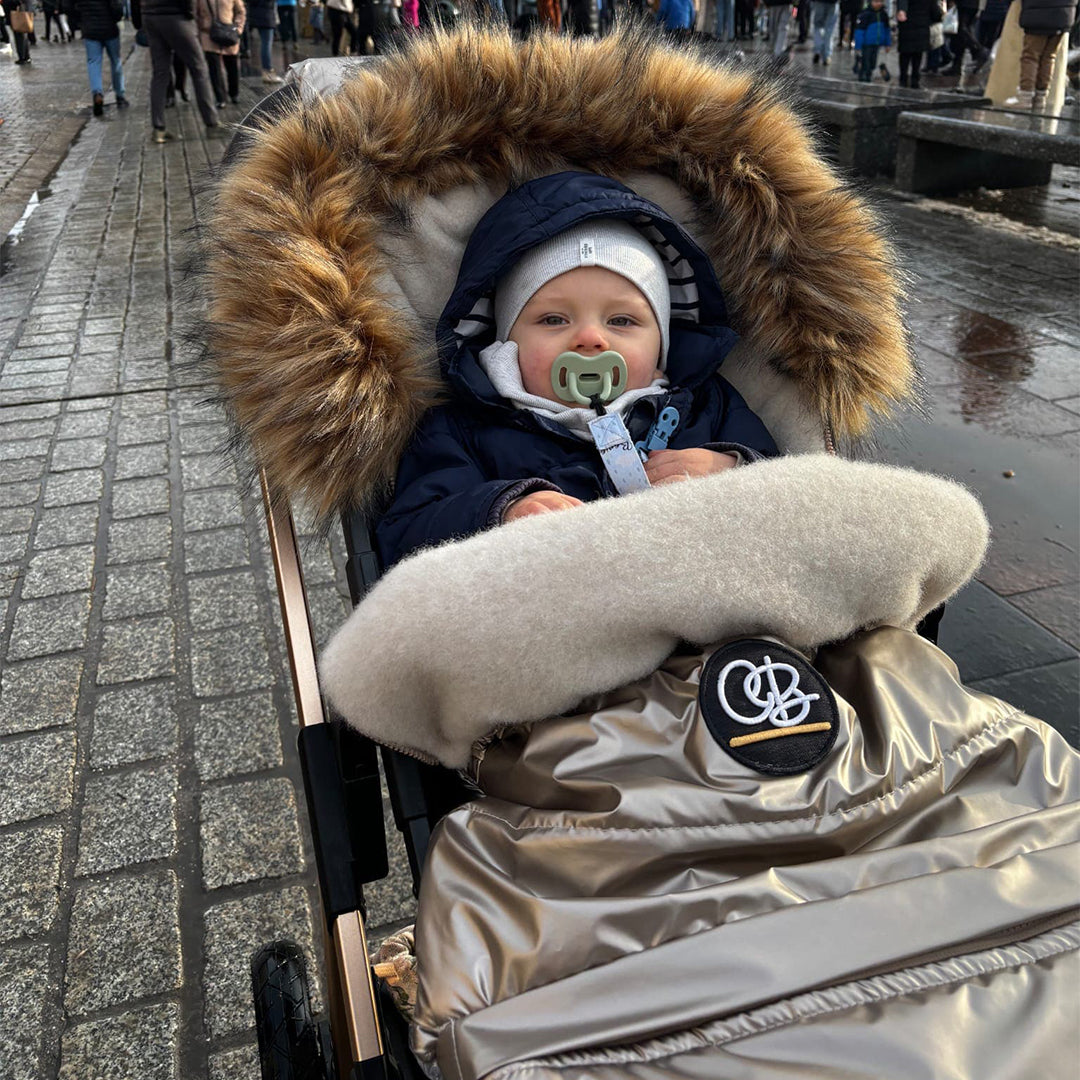 Pastel Gold Organic Premium Beige Wool Adjustable Footmuff