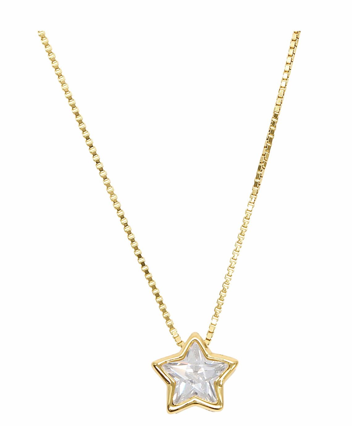 Cz Bezel Necklace - Star