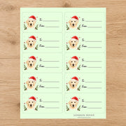 Golden Retriever Santa Paws Gift Tag Sticker Sheet
